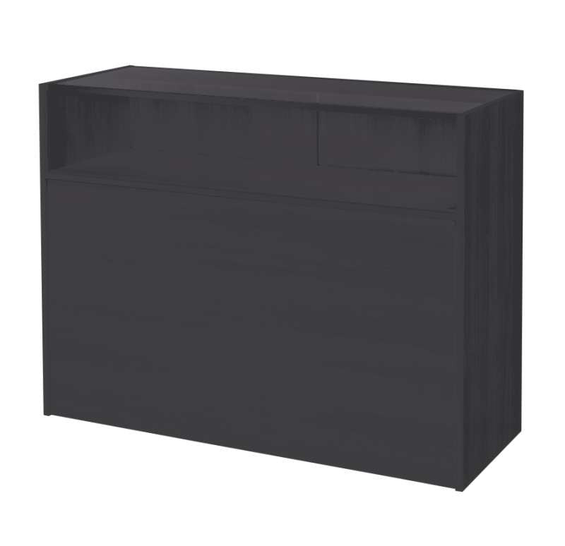 Sort Slimline disk med glasfront og skydelåger