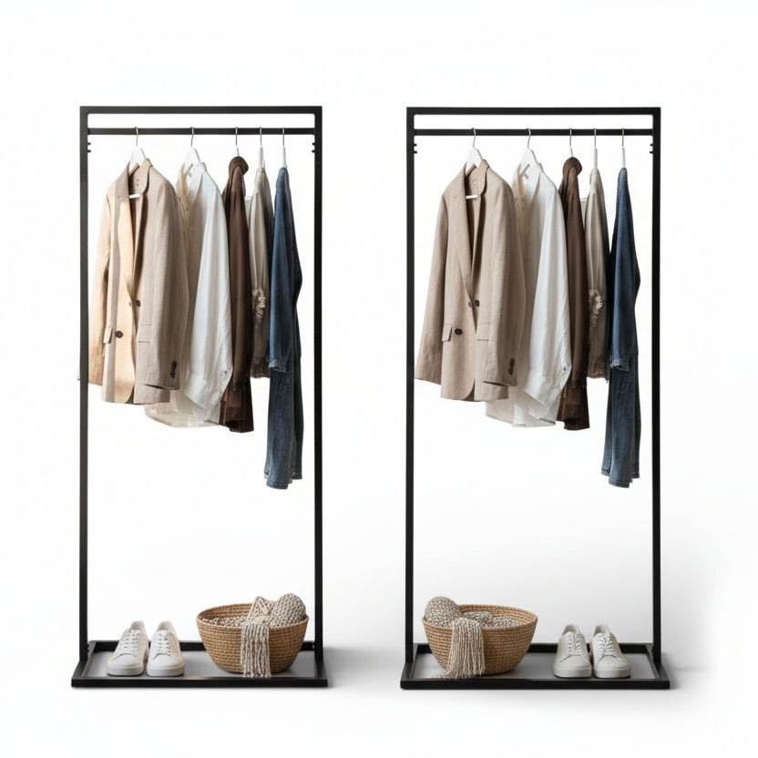 Krepparstativ, svart, B80 x D50 x H140 cm. Klæðastativ Frame. Pakki við 2 stk.