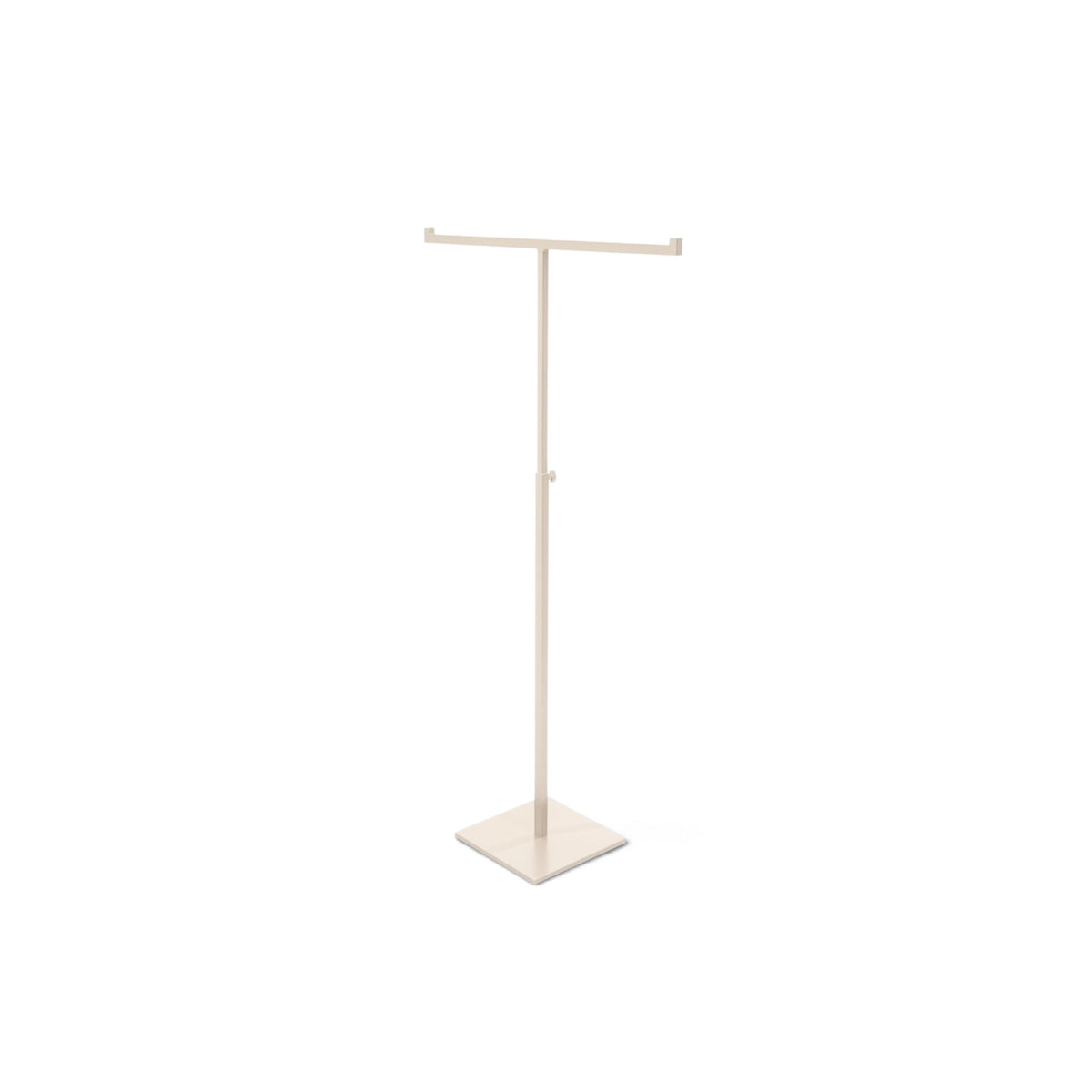 T-display - Hæddarstilling. Hvít. H43-81 cm. Firkantað fótsmýki - Smykkidisplay