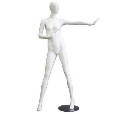 Hvid high gloss faceless damemannequin 1100 med stop diskopose