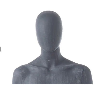 Kvinnumannekin. grá (óviðgjørd yvirflata) mattur, utan andlit. H184 cm. metal fótpláta