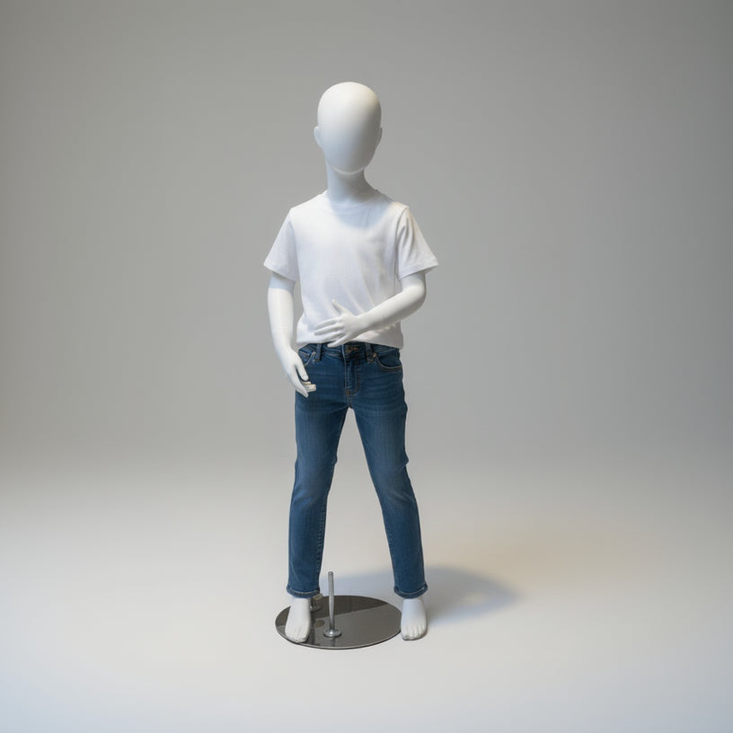 Børnemannequin, 6–8 ár, H 122 cm, við høvdi, hvítur