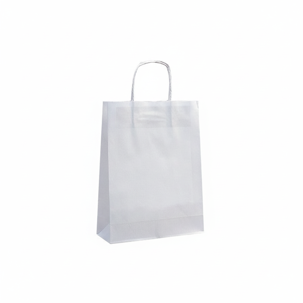 Pappapoki við vindaðari hópi, hvítur, pk 50 stk., 24 x 10 x H32 cm