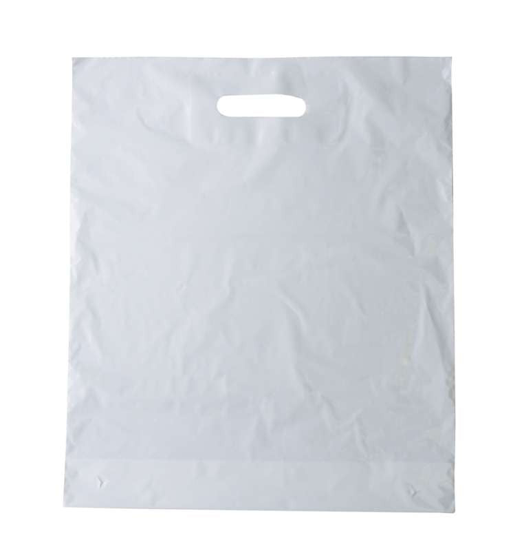 Hvid budget plastpose mellem med forstærket håndtag