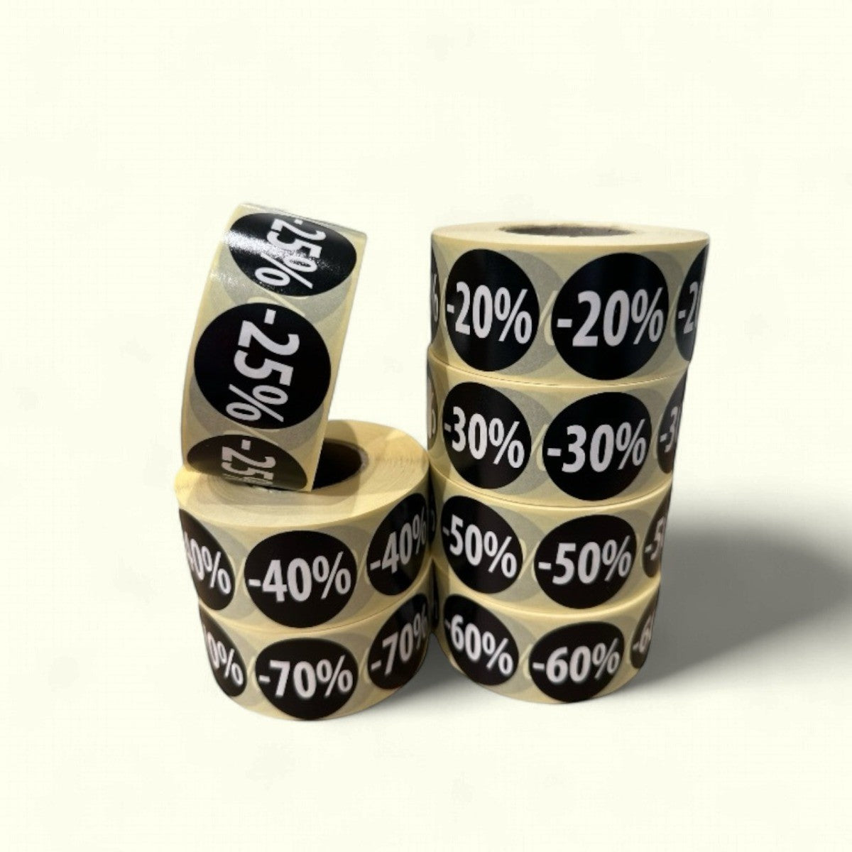 Svartar etikettir m/ prosent - 1.000 stk. Vel eitt prosent