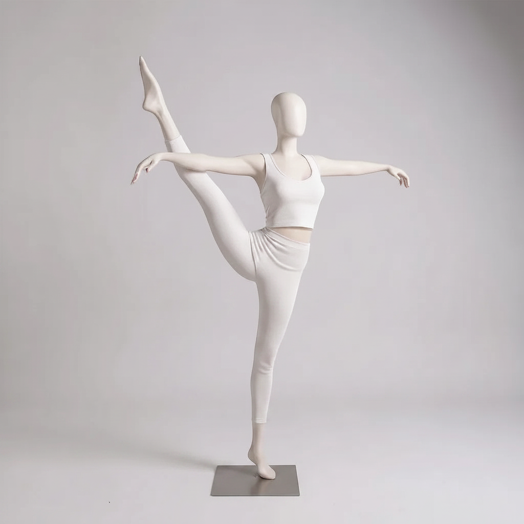 Yoga kvinnu-manekin, fitness/yoga - hvítur. Eitt bein