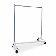 Z-stativ, krom/hvítur botnur, 155 x 54 x H173 cm., 100 mm hjól í harðari plasti