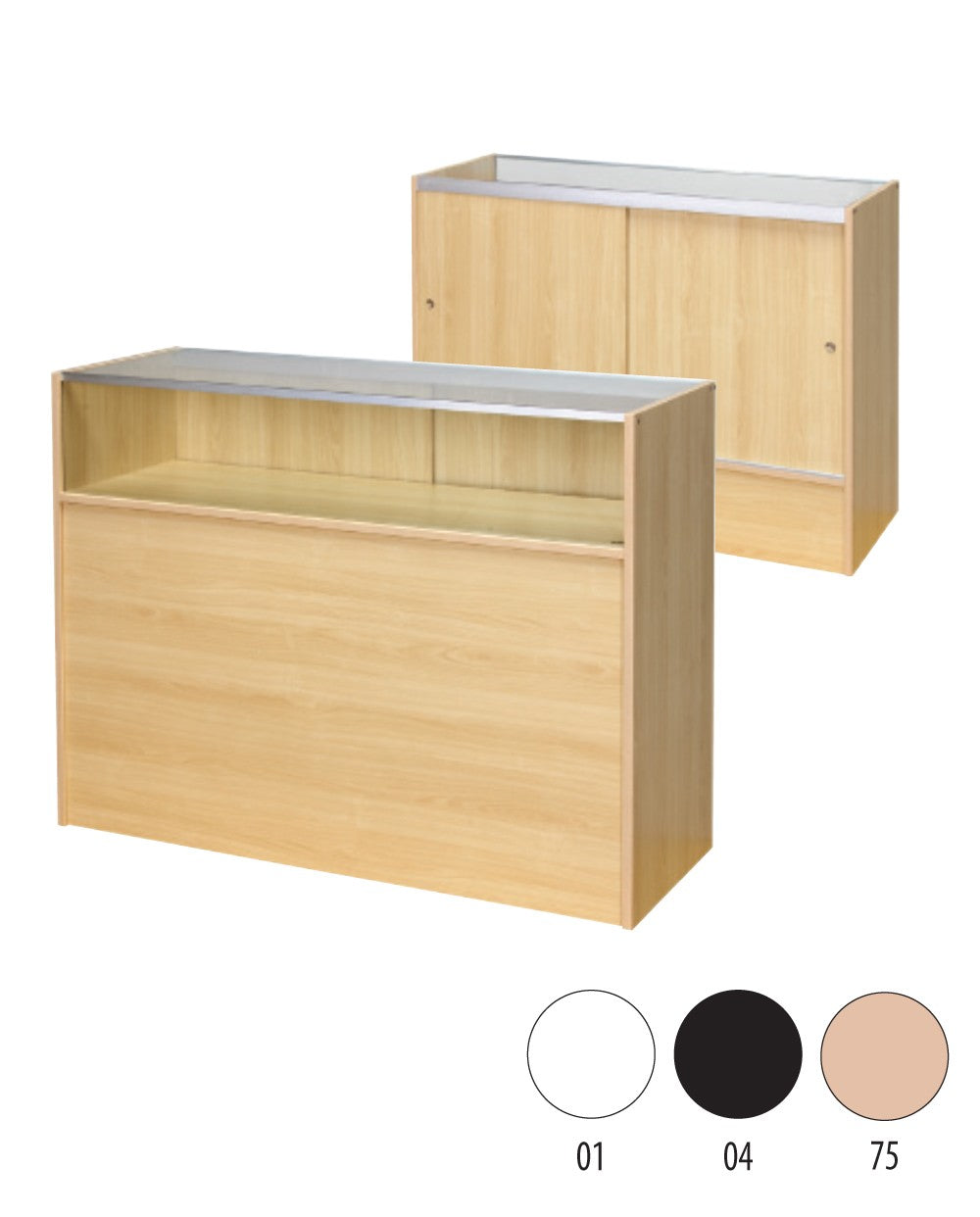 Slimline Disk, glasmodul, við 1/4 glasfront og skuffur, ahorn, B 122 × D 46 × H 96 cm