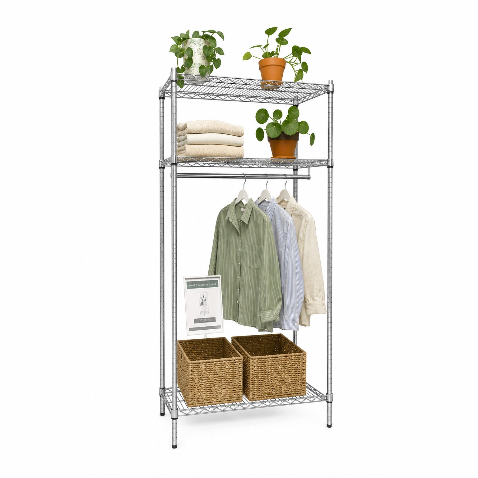 Garderoburekki - TUBO (B 91 x D 46 x H 220 cm.) - Krom