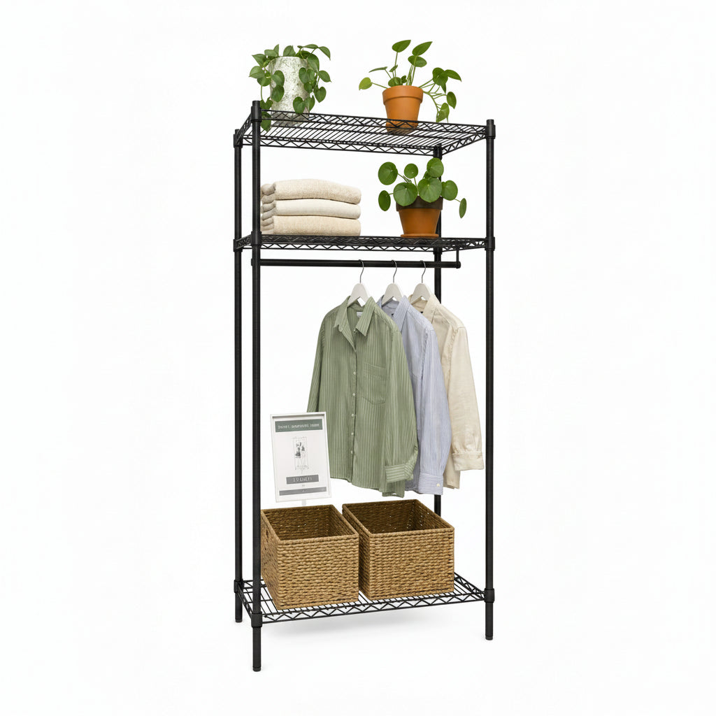 Garderobe Reol - TUBO (B 91 x D 46 x H 220 cm.) - Svart