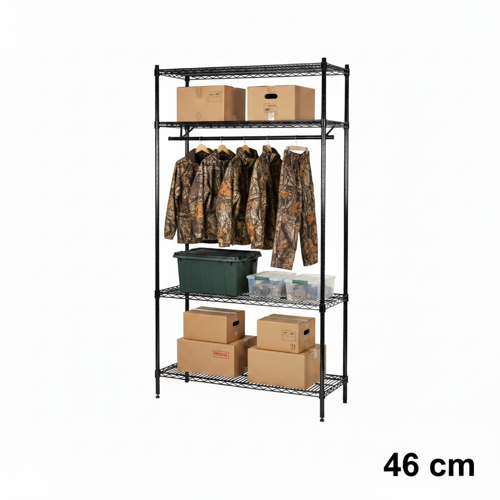 Garderobureol - TUBO (B 122 x D 46 x H 220 cm.) - Svart