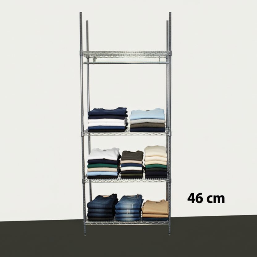 Garderoburekki - TUBO (B 91 x D 46 x H 220 cm.) - Krom