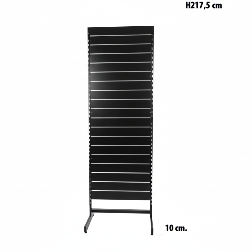 Panelgondol, einsíðaður, standard panel, svartur. Svartir listar. B67 x D40,5 x H217 cm