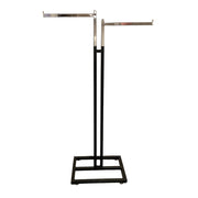 Klædnastativ - 2-arma gólvstativ, svart, m/2 beinarmar, 39 cm krom. H130-200. Fótur 50x35 cm.