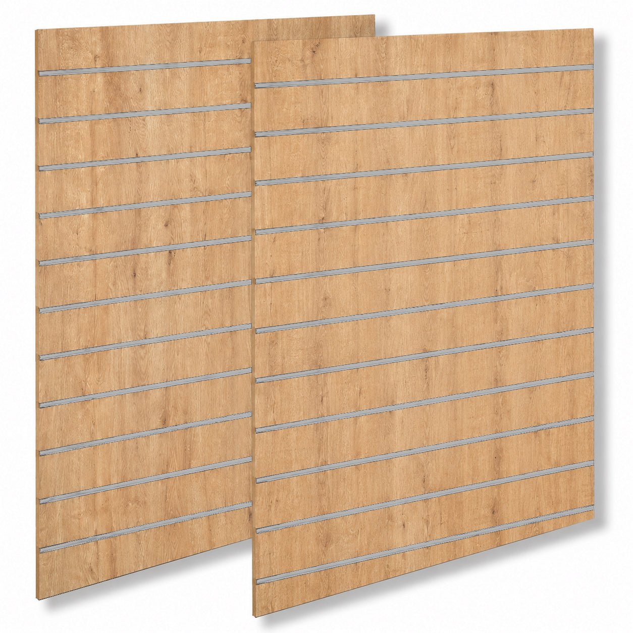 Rillupanel - standard ( 120 x 240 cm.) - eik-look við aluminiumlistar
