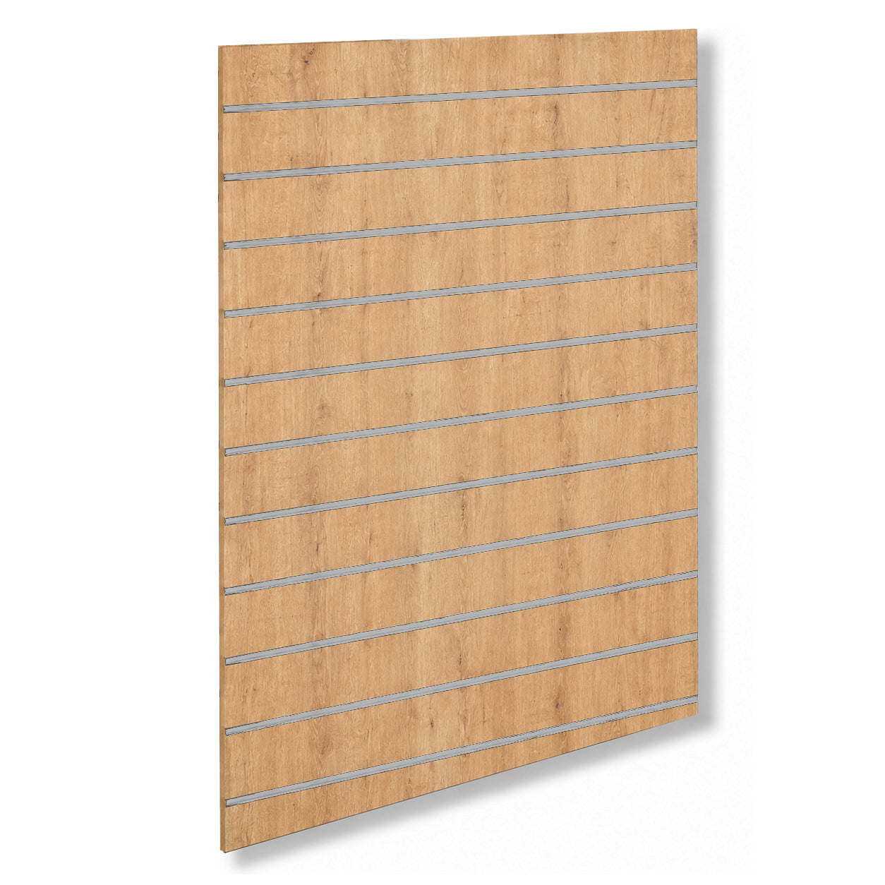 Panel við rillum - standard ( 120 x 120 cm.) - eik-útsjónd við aluminiumlistar