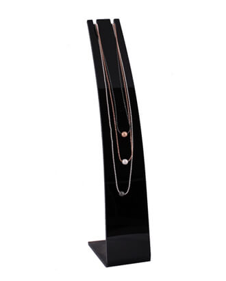 Buet halskædedisplay i sort akryl, 27 cm