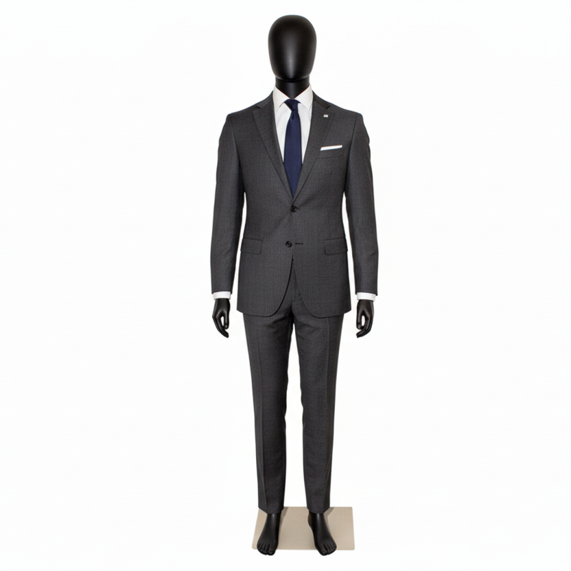 Standard, herramannekinnur, C, við beinum armar, høvd uttan andlitstrekar og børstað satin metal fótplata, svørt