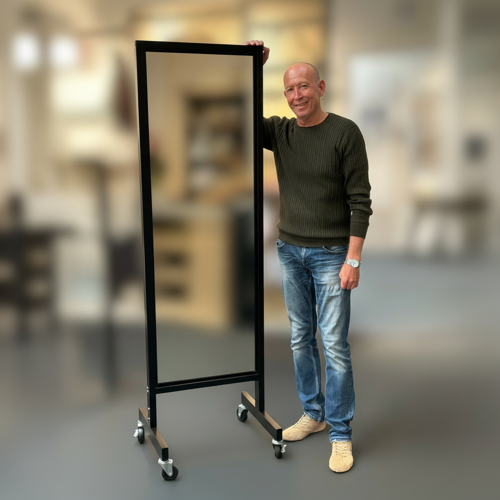 Gólvspegl - Tvøfalt rulluspegl - Svart. Sterkur modelur