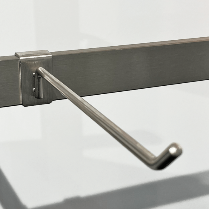 Varekrokur til 12 mm dekorstong, burstað satin, 20 cm. B-MT