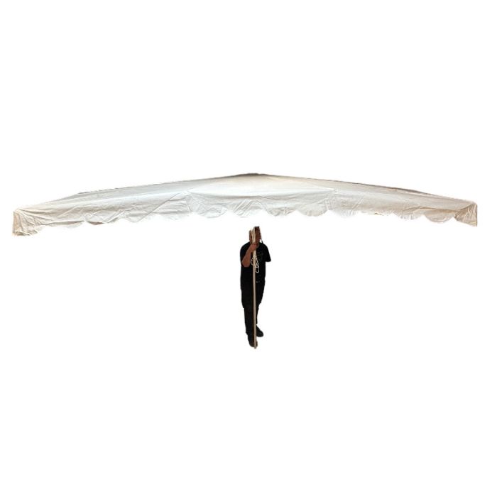 Marknaðsparasollur, raðhvítur. 4 x 3 m. H 270 cm.
