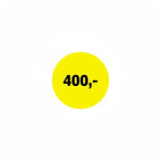 Rabattklistermerki 400 kr. Rulla við 500 stk. Ø 30 mm.