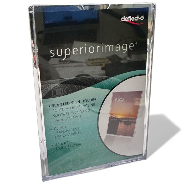 Skiltahaldari, A6 hægur, skál, akryl, 10 x 15 cm