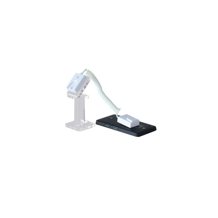 Tyverisikringsløsning - til t.d. telefonar. Klár akryl. 5 x 5 x H 12,5 cm.