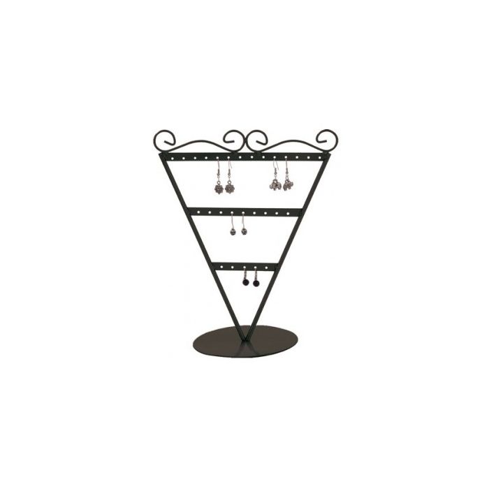 Oyraáheyggjandi V-laga. Svørt metal. H23 cm. 13 pør øreringar