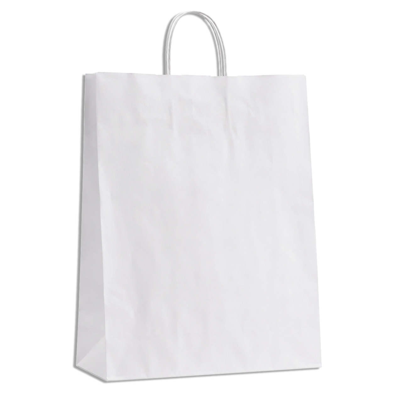 Pappírsposi við snúnum handtaki. H44 cm. hvítur