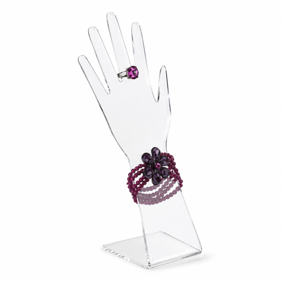 Handskjald, vinstrum, klár akryl, H33 cm