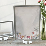 Skiltahaldari, A4, við innsatsplátu, plasta, ljósgrá