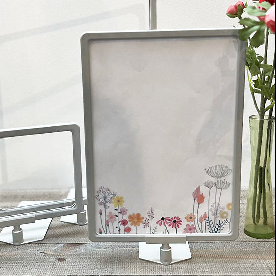 Skiltahaldari, A4, við innsatsplátu, plasta, ljósgrá