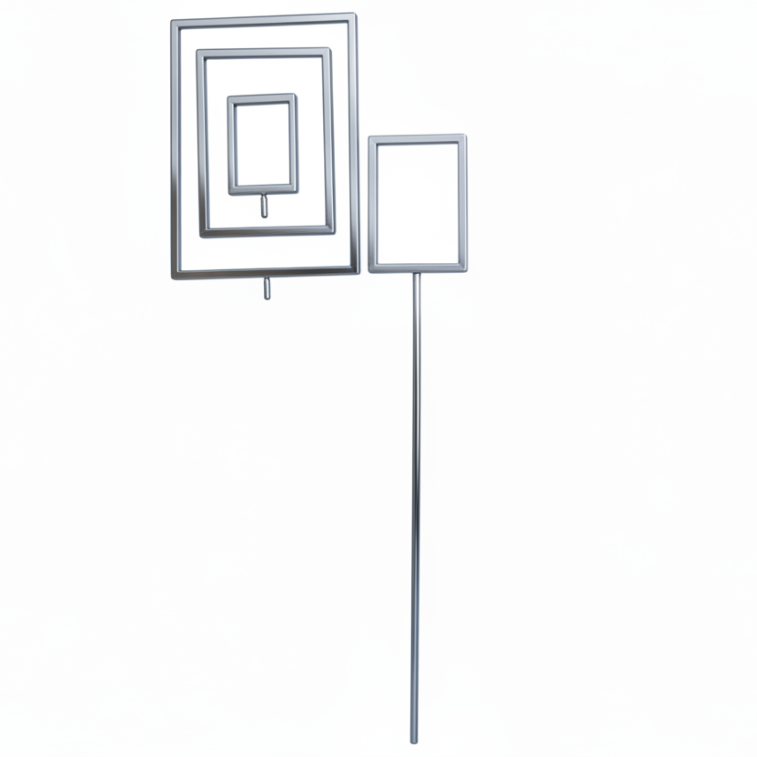 Skiltiútbyggari krom, 70 cm. V/ 8 mm. Gervi. Joystativ.