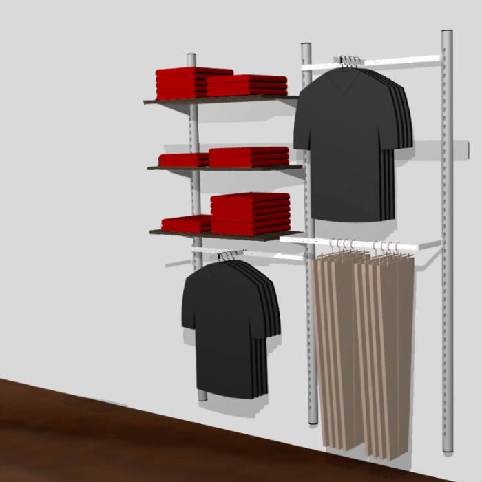 Pipe-line veggur í alu, sum víst á myndini. Vel modell Ø 40 ella Ø 60