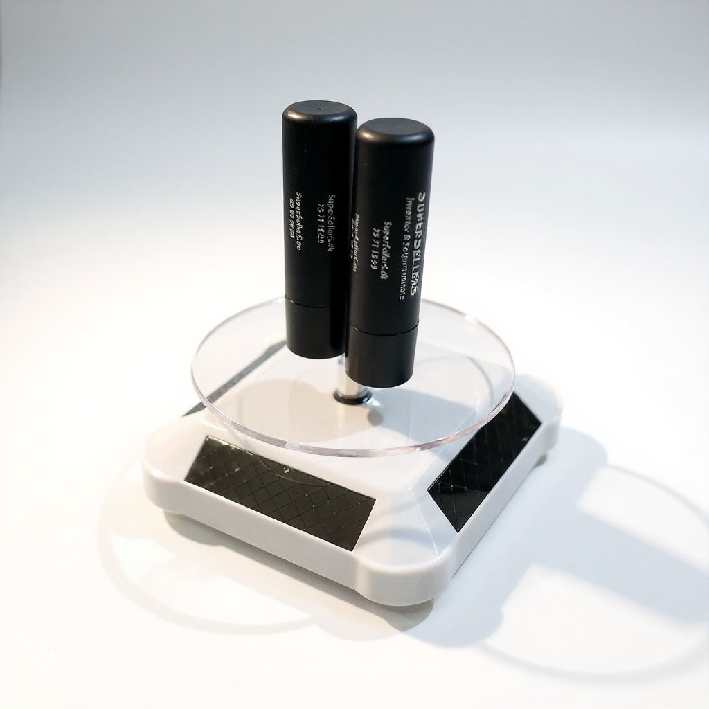 Vendarasokkel, snýrandi skjermur við sólpaneli.