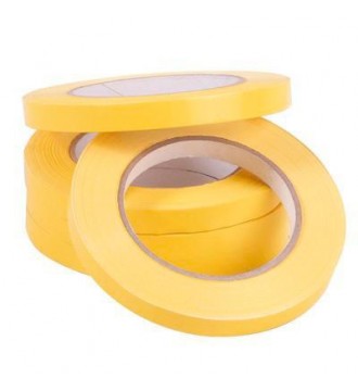 Gul tape til poselukkermaskine, 12 mm x 100 m
