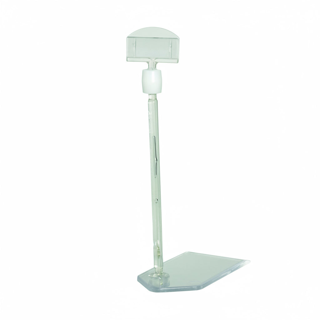 Flat-base høj skilteholder med smal holder i klar akryl