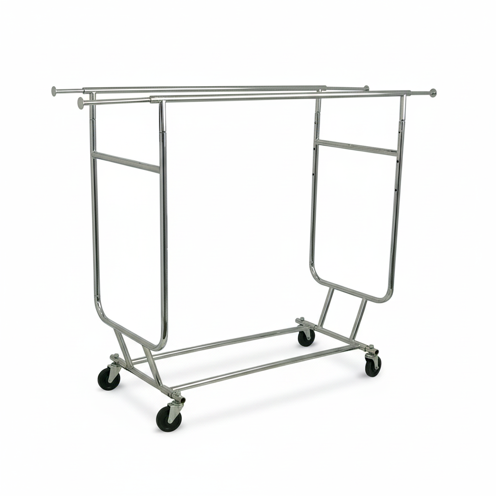Disco III, tvífoldar stativ, heilt samankløppandi, stillbar, krom, B128-188 x H165-190 cm