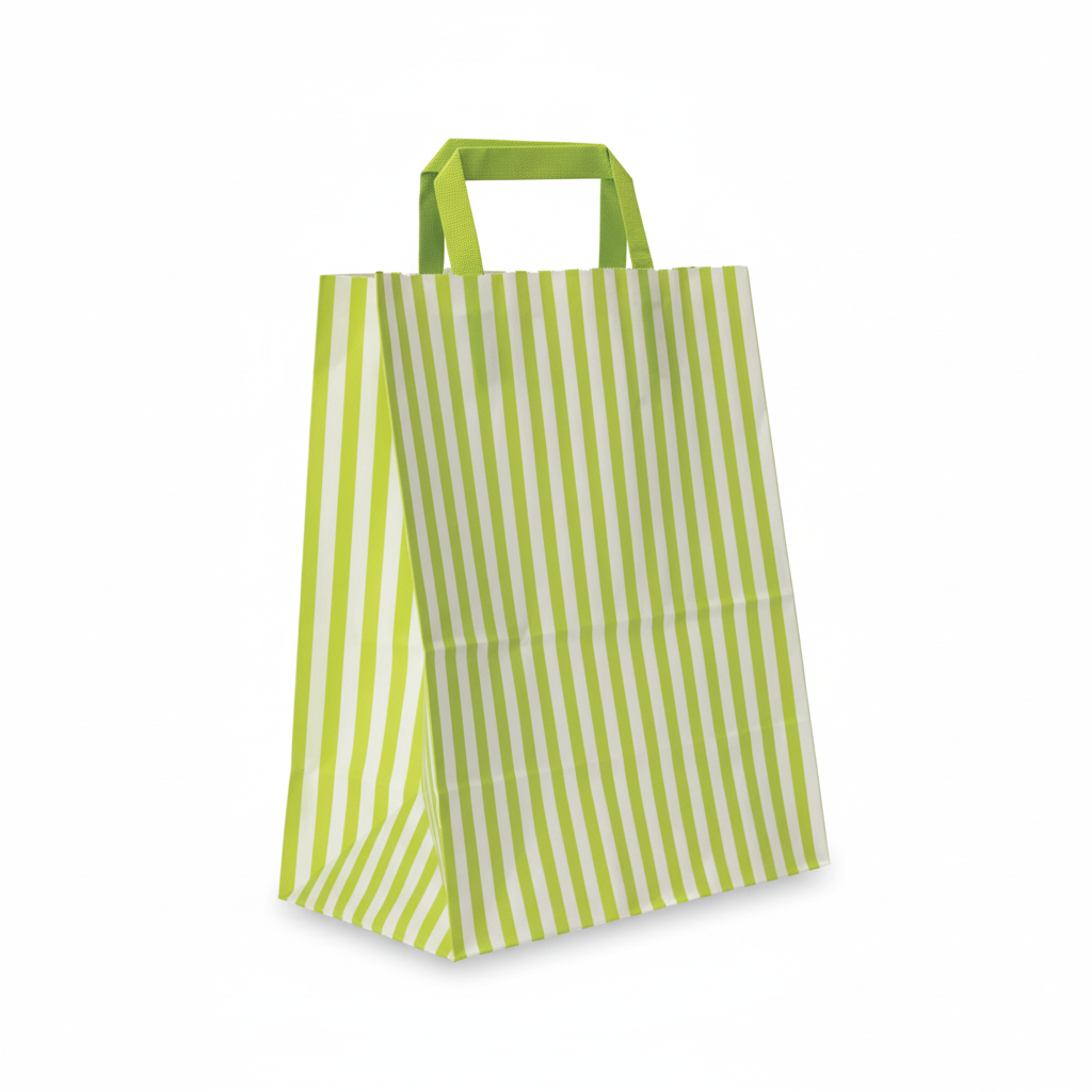 Pappaposa, stripeyð, límugrøn, B 25 x D/SF 14 x H 30 cm, pk. við 50 stk., 80 gramm