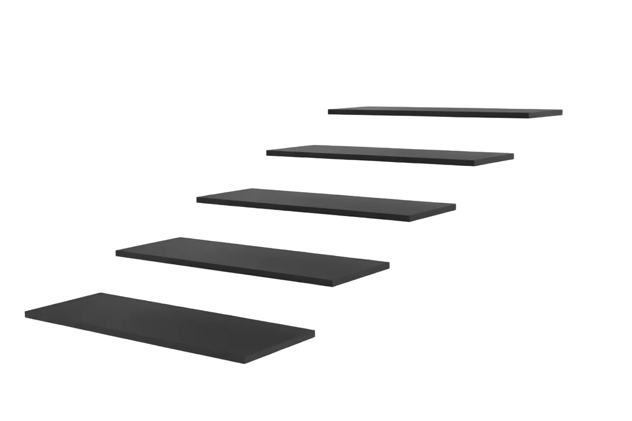 Melaminhylja,(Lítur tekstur) bein, svørt, 18 mm, 61 x 37 cm. (bara í pakkaum av 5 stk.)