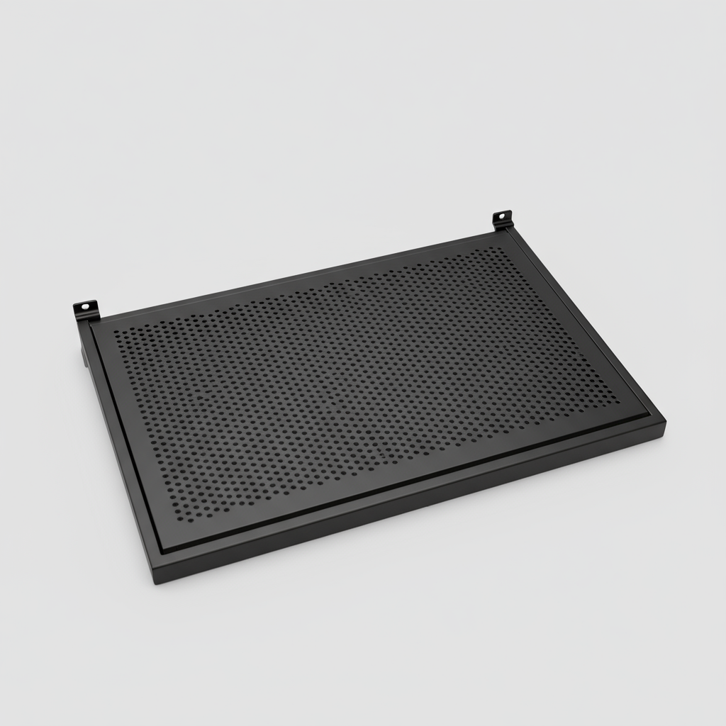 Hylda við málmhola-plátu (59,5 x 37 cm) til rilla-panel - svørt