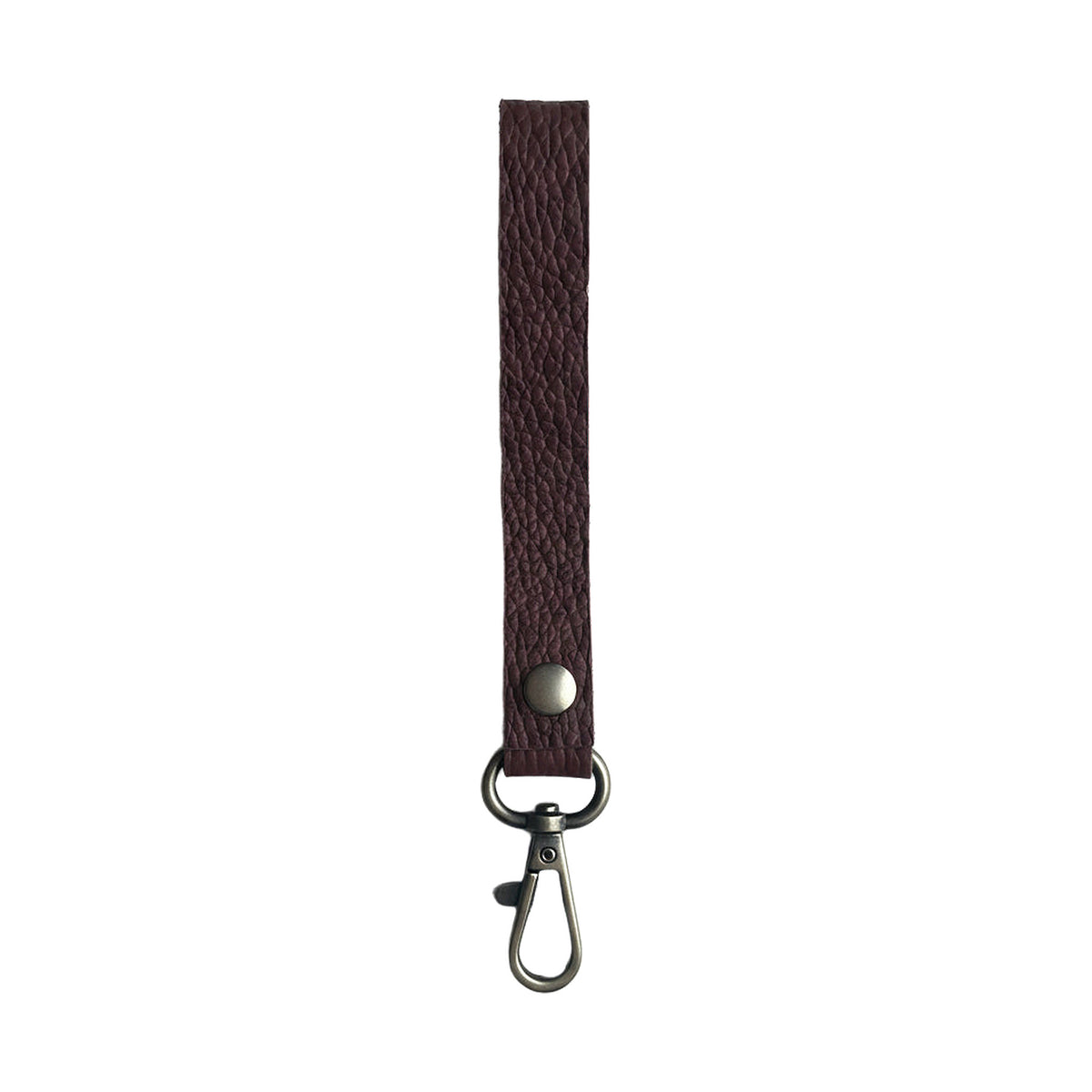 Leðurstroppur, cognaclittur, smøl útgáva, 1,6 x 17 cm. Krókur til jeans