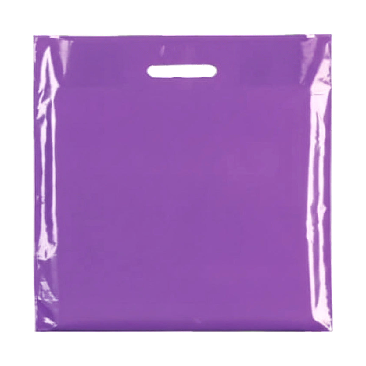 Stórur lilla plastposi við styrktum handtøkum, pakki við 100 stk., 50 mikron, B 56 x D/BF 10 x H 45 cm