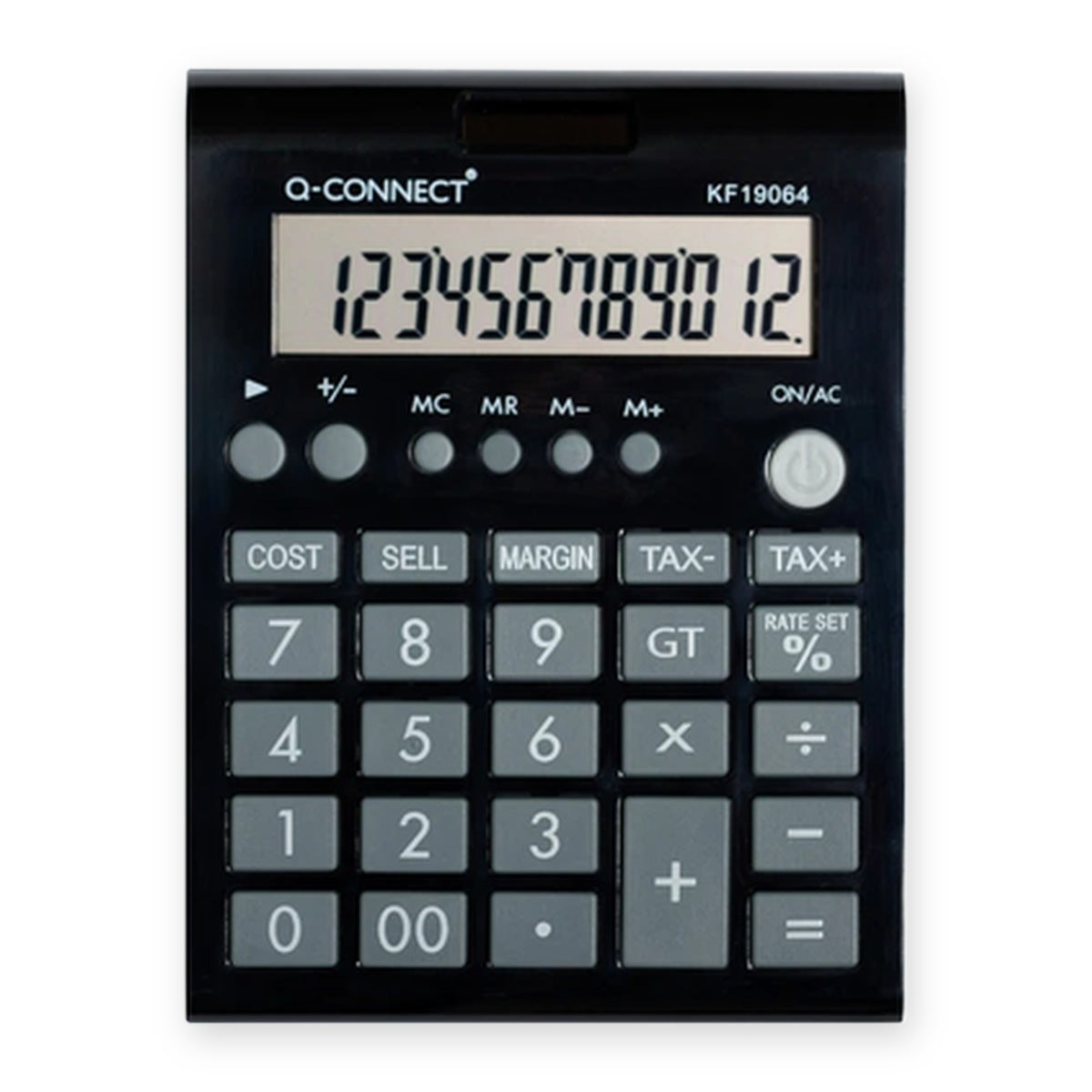 Q-CONNECT KF19064 bordregnemaskine i sort med 12-cifret display og store taster
