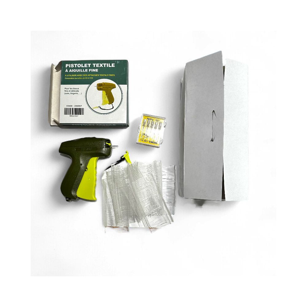 Tekstilpistol ovast, góð gæði, fín. Setti inkl. 5 eyka nálar og 1 pk. Pins (5.000)