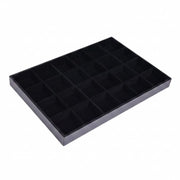 SuperSellerS black flocked jewelry tray with 24 individual storage compartments for organizing accessories