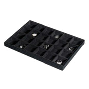 SuperSellerS black flocked jewelry display tray with 24 compartments for organizing rings
