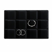 SuperSellerS black velvet jewelry display tray with twelve compartments for organizing charms and small accessories