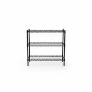 SuperSellerS svørt tráðreol við trimum hæddum, 91 cm breið og 90 cm høg, til fjølbroytta goymslu.